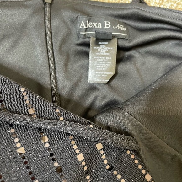 Alexa B Nites maxi evening gown dress black glitter sparkles V-neck formal SZ 14 - Picture 10 of 11